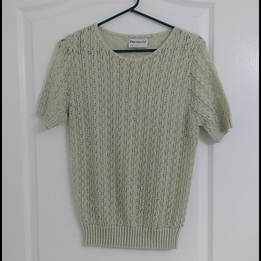 NWOT  Crochet knit Blouse size L by Fire Islander